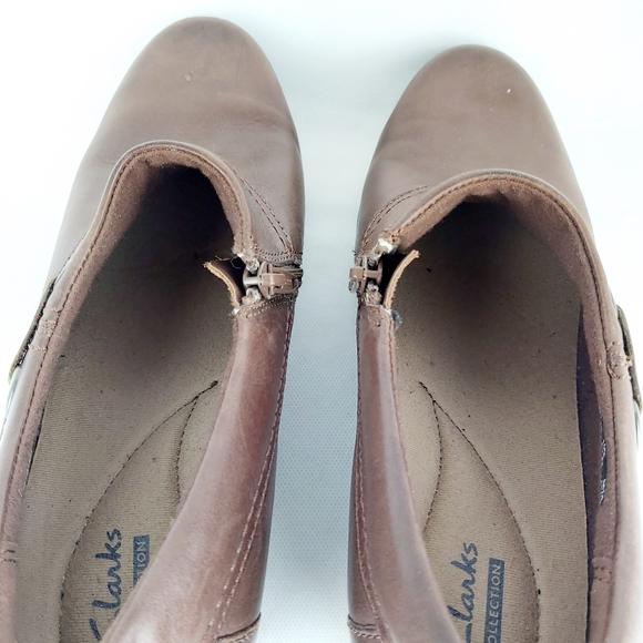 Clarks genuine leather slip on brown comfort shoes - Picture 7 of 9
